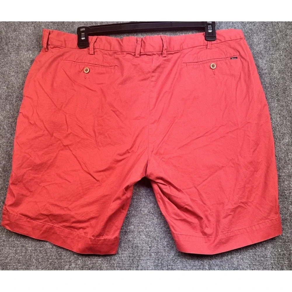 Polo Ralph Lauren Mens Salmon Red Classic Fit Chino Shorts Size 42 Stretch